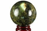 Flashy, Polished Labradorite Sphere - Great Color Play #158009-1
